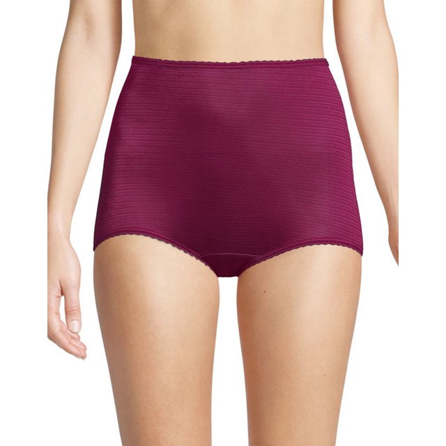 Bali Womens Skimp Skamp Brief 3-Pack, 10, Toffee/Rose Tea/Galactic Red Stripe