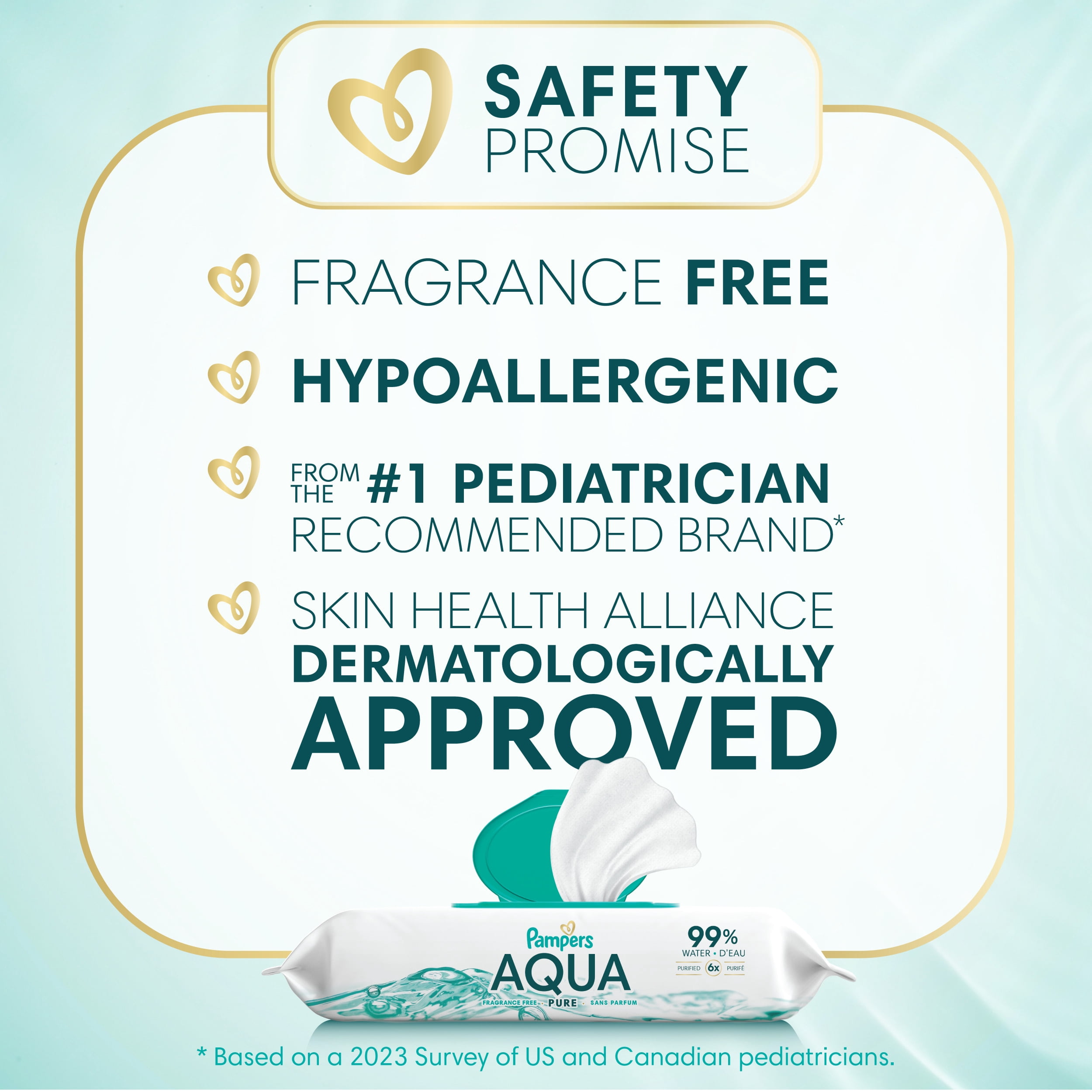 Lingettes pour bébés Pampers Aqua Pure, 99 % d’eau, sans parfum, non parfumées, à base d’eau, lingettes pour bébés à usage multiple, total de 112 lingettes pour bébés (2X emballages rabattables)