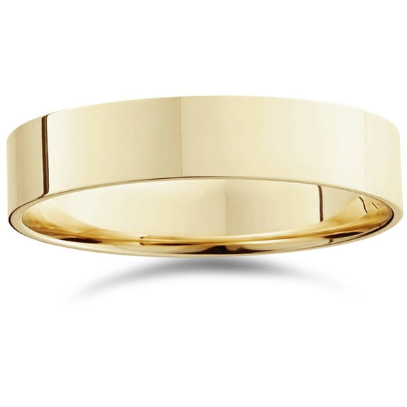 Men's 5mm Flat High Polished Wedding Band Ring Solid 10K Yellow Gold