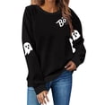 thumbnail image 1 of NMMUED Chandails d'Halloween pour Femmes, Hauts de Sortie pour Femmes, Chandail d'Halloween Citrouille, Chandails d'Automne pour Femmes, Chandail d'Halloween Fantôme, Chandails à Col Rond pour Femmes, Noir TG, 1 of 4