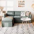 thumbnail image 4 of Costway Convertible Sectional Sofa L-Shaped Couch w/Reversible Chaise Green, 4 of 10