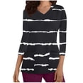 thumbnail image 2 of T-shirt Imprimé Polyvalent pour Femmes, Haut à Col Rond Décontracté, Tissu Imitation Doux, Manches 3/4, Coupe Décontractée, Conçu pour un Port Quotidien Confortable Ou une Allaitement, 2 of 8