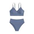 thumbnail image 1 of MIASHUI Girls Swimsuit Bikini Set Bathing Suits Two Piece Solid Color Swimwear Bathing Suit,Blue,12-14 Years, 1 of 5