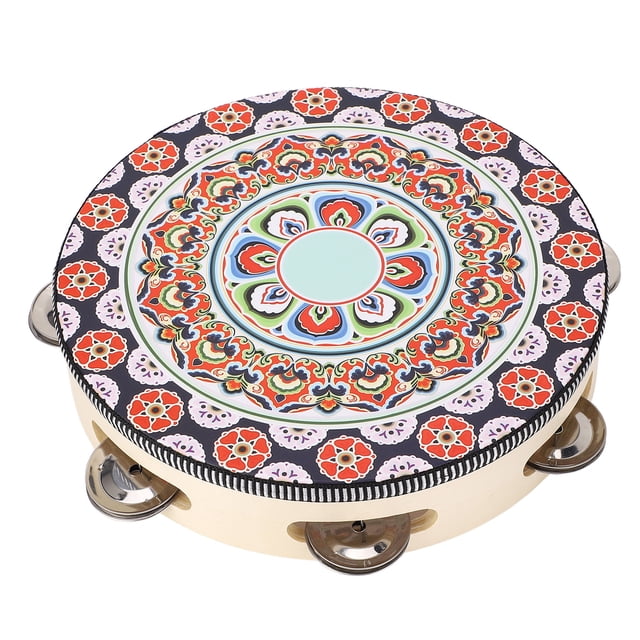 Hand Held Wood Tambourine Rhythm Percussion Tambourine Metal Jingles Musical Educational Instrument for Entertainment