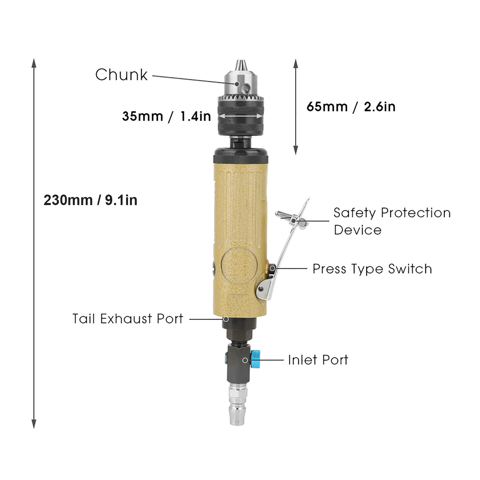 3 8 High Speed, Drill Pneumatic Drilling Tool 3 83 8 Straight Air Power Perceuse Performance22000rpm