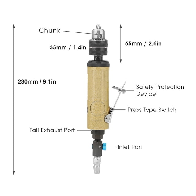 3 8 Outil de forage pneumatique à grande vitesse 3 83 8 Tout droit Air Perceuse de puissance Performance22000rpm