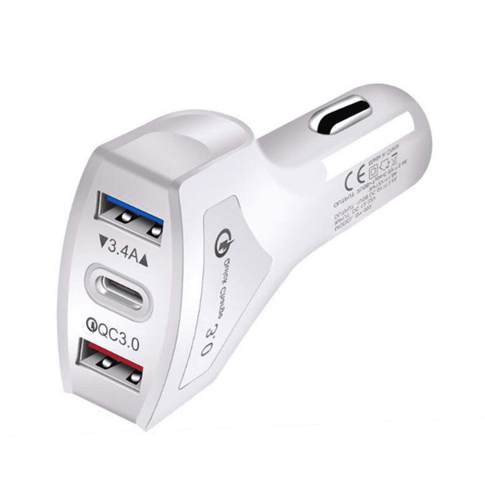 Portable 3 USB Ports QC 3.0 PD Fast Charging Mobile Phone Car Charger Power Adapter
