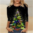 thumbnail image 1 of Meichang Chemises de Noël pour Femmes Grande Taille Manches 3/4 Col Rond Hauts de Vacances Classiques T-Shirts Graphiques Arbre de Noël en Solde Cadeaux de Noël, 1 of 5
