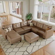 LLappuil Modular Sectional Sofa, 8 Seat Modular Sectional Sofa with Storage, Faux Leather Waterproof Sofa for Living Room