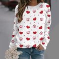 thumbnail image 2 of VALMASS Chandails en Molleton de la Saint-Valentin pour Femmes Manches Longues Col Rond Décontracté Mode Ample Blouses (L, Blanc-F), 2 of 4