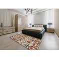 thumbnail image 4 of Ahgly Company Tapis d'Intérieur Carrés Abstraits Rouge Brun, Tapis de Zone Abstraits, 3 Pieds Carré, 4 of 6
