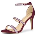 thumbnail image 1 of BLISSFUL STEP Women's Rhinestone Ankle Strap Heel Sandals, 1 of 6