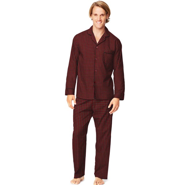Hanes Mens Woven Pajamas, S, Red Plaid