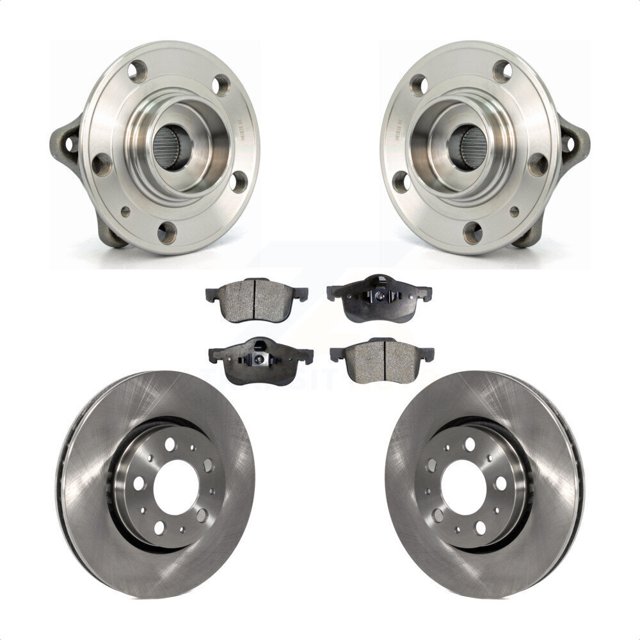 Transit Auto Front Hub Bearing Assembly Disc Brake Rotors and Semi-Metallic Pads Kit for Car Volvo S60 XC70 V70 S80 KBB-105012