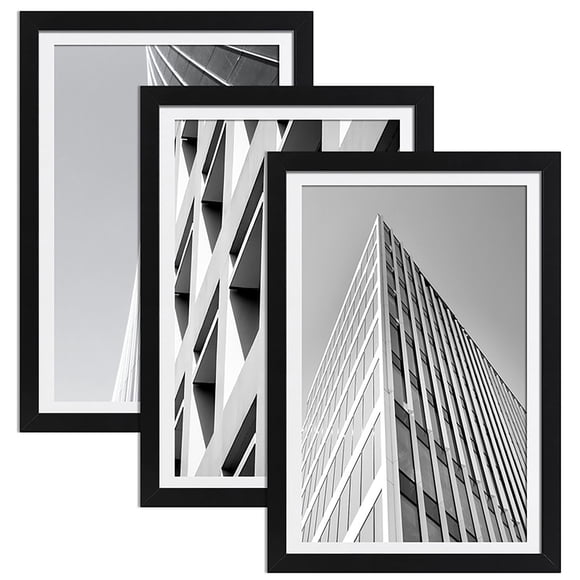 ELSKER&HOME 13x19 Picture Frame Black, 13x19 Frame 3 Pack Display Poster 11x17 with Mat or 13x19 without Mat, Horizontal and Vertical Wall Mounting