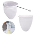 thumbnail image 2 of Fine Mesh Strainer Bags with Stainless Steel Frame and Handle for Nut Milk Coffee Milk Butter Juices Cheese Commercial Grade reusable Food Filter Bags, 2 of 7
