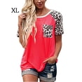 thumbnail image 1 of T-Shirt pour Femme à Col Rond avec Poche, Blouse Imprimée à Manches Courtes, Haut Ample, Haut, Rouge, TG, 1 of 3