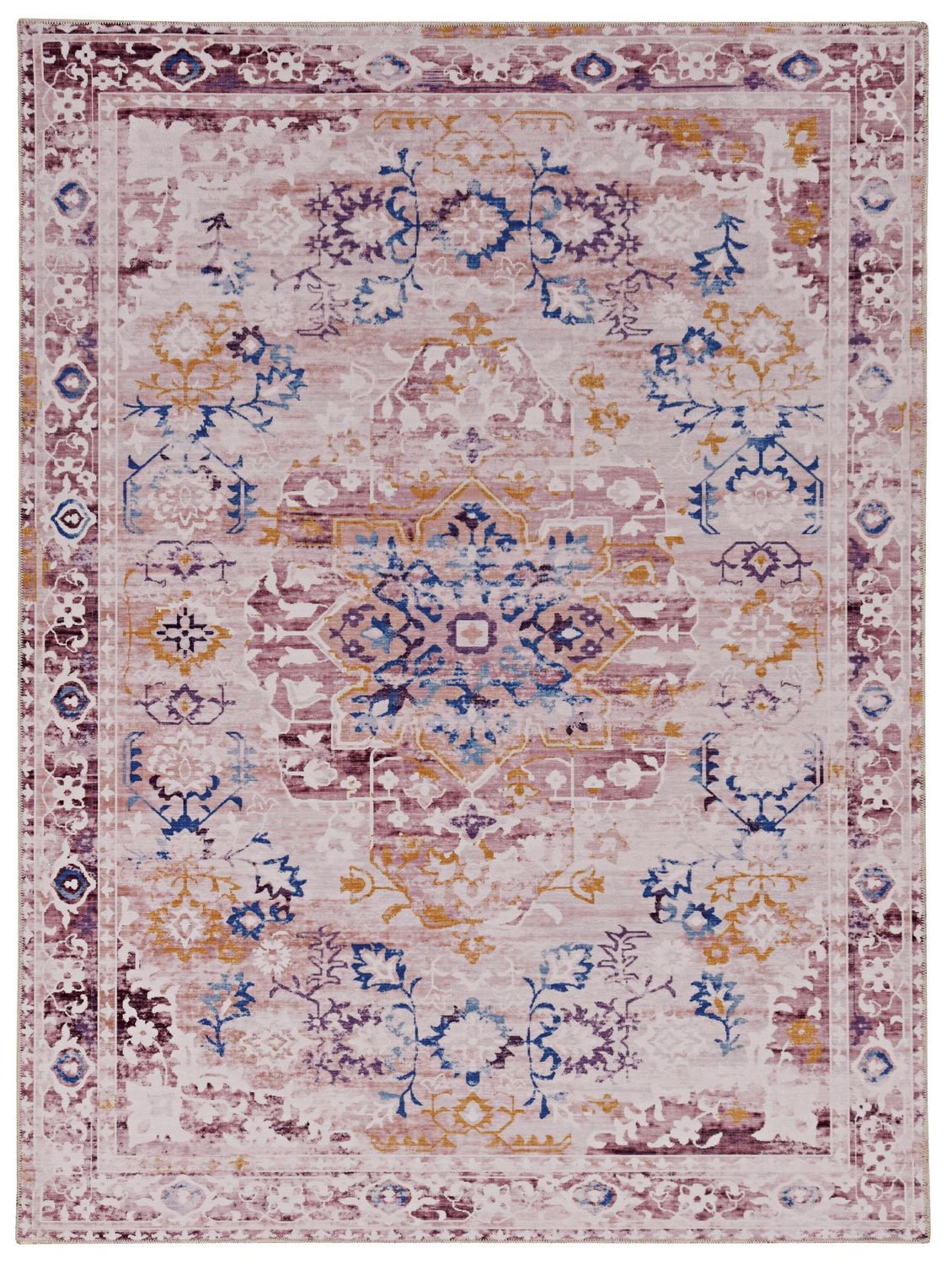 Tapis d'appoint lavable Micah 2 pi x 3 pi ivoire et or