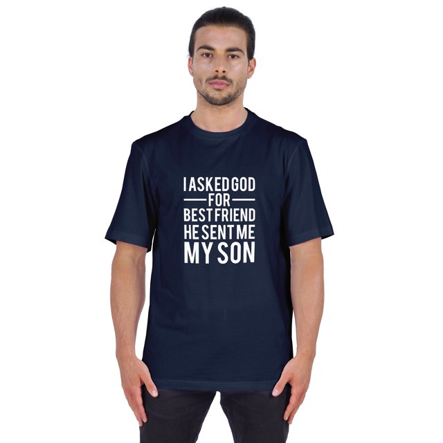 Inkmeso T-shirt à Col Rond pour Homme, Graphique Imprimé « J'ai Demandé à Dieu Mon Meilleur Ami, Il m'A Envoyé Mon Fils », Tee pour Père Fils Amour