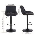 thumbnail image 3 of Modern PU Leather Bar Stools Set of 2, Swivel Counter Height Barstools with Back and Footrest, Sturdy Base Dia 41cm, Adjustable Kitchen Island Stool Dining Chairs, Black, 3 of 9