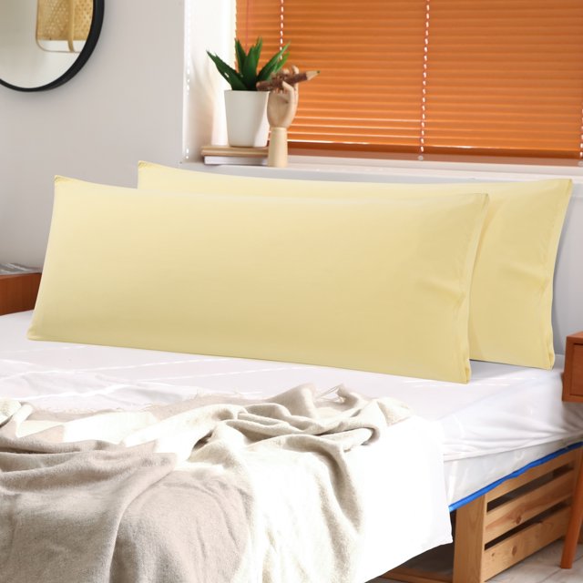 PiccoCasa 2 Pcs Body Pillowcases Microfiber Envelope Long Pillowcover, Standard Gold