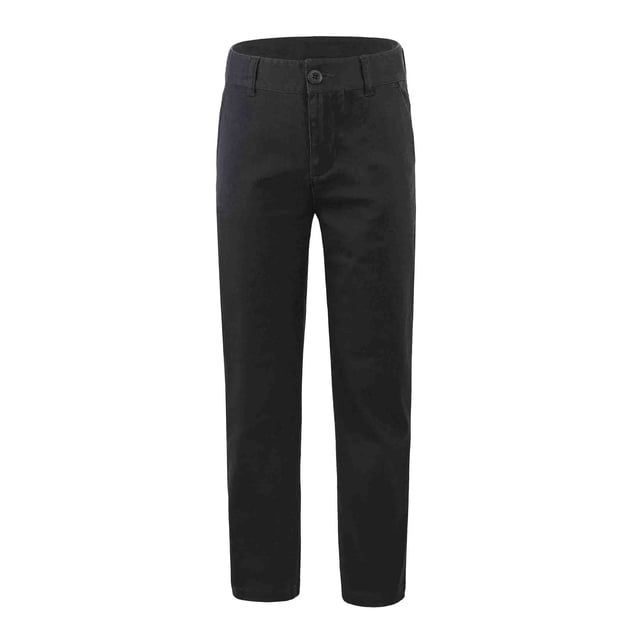 Bienzoe Girl's Cotton Stretchy Adjustable Waist School Uniform Pants Black 7
