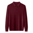 thumbnail image 3 of Chandail Tricoté Mince à Manches Longues pour Homme à Col Chemise Uni - Couche de Base Ajustée en Polyester Spandex, 3 of 4