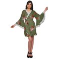 thumbnail image 2 of Moomaya Robe Courte Imprimée pour Mariée en Préparation, Manches Évasées, Peignoir, Portefeuille pour Femmes, 2 of 6