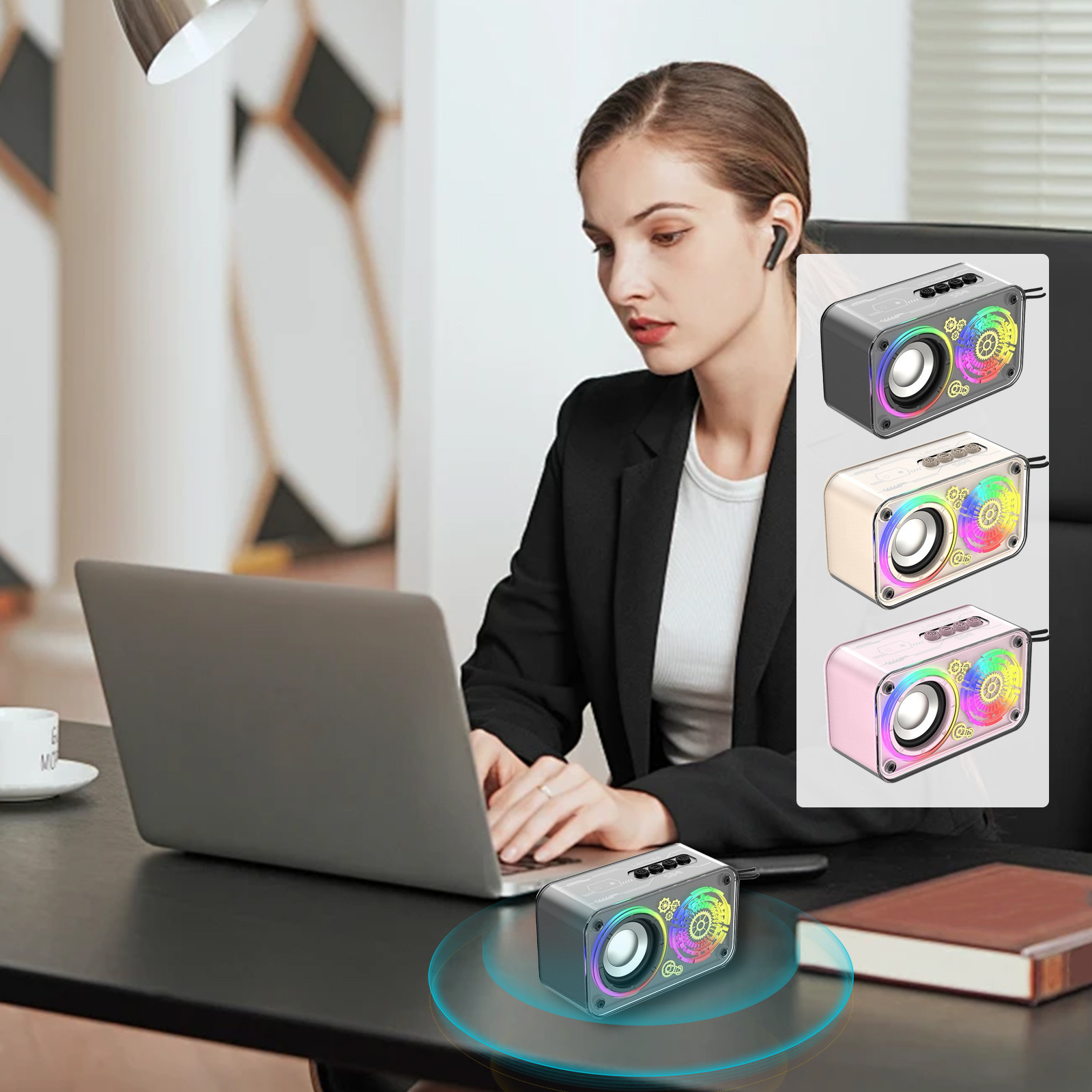 Sentmoon Bluetooth Speaker Bluetooth Speakers Portable Bluetooth Speaker Seyberpunk Speaker Transparent Wireless Bluetooth Speaker Cool Glittering Bluetooth Speaker Stylish Gift