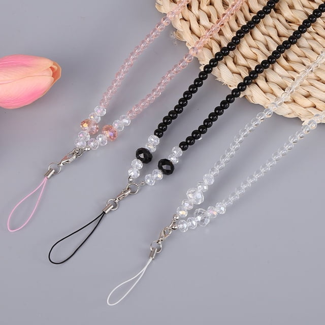Lanière de Téléphone Polyvalente Lavable Faite à la Main Perles en Faux Cristal Sangle de Cou pour Téléphone pour Clés