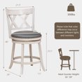 thumbnail image 3 of Costway 25.5" Hand-Antiqued Bar Stool Set of 2 Swivel Counter Height 20" Wider Seat, 3 of 8