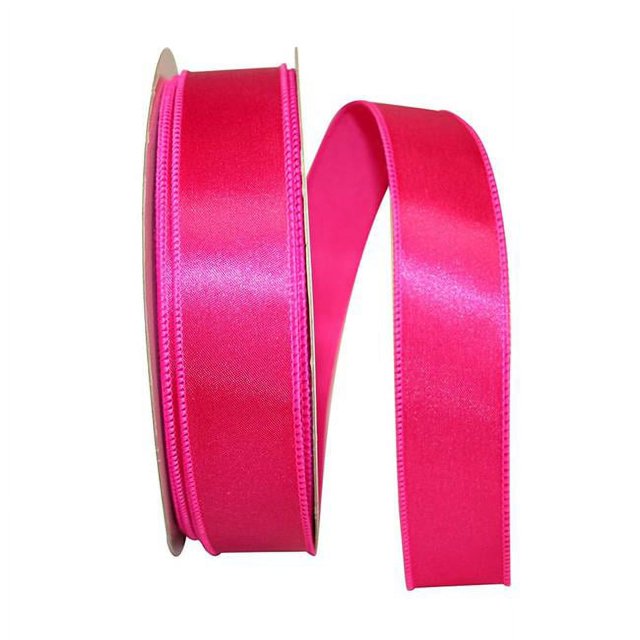 Reliant Ribbon 92575W-222-09K Satin Value Wired Edge Ribbon - Fuchsia - 1.5 in. x 50 yards