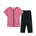 thumbnail image 1 of RKSTN Pajama Sets for Women 2 Piece Summer Two Piece Set Short Sleeve Round Neck Pajama Set Printed Tops Pants Set Soft Comfortable Pajamas, 1 of 3