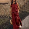 thumbnail image 1 of MesaSe Robe Décontractée pour Femmes Robe d'Été Sans Manches Col Maxi Robes Couleur Unie Robe à Ouverture Fourche Vêtements pour Femmes L AG, 1 of 6