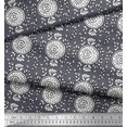 thumbnail image 3 of Soimoi Crepe Silk Fabric Leaves & Floral Block Decor Fabric Printed Yard 42 Inch Wide, 3 of 3