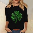 thumbnail image 1 of Meichang Hauts à Manches 3/4 pour Femmes T-Shirts de la Saint-Patrick Mignons T-Shirts Graphiques Trèfle Col Rond Blouses Trèfle Liquidation pour Femmes Hauts de la Saint-Patrick, 1 of 4