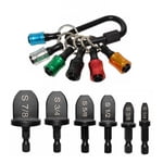 6Pcs Ensemble de bits HVAC Outil d'échange d'outils HVAC Outil d'expansion de tuyaux en cuivre avec 6Pcs Porte-clés Bit Chaîne