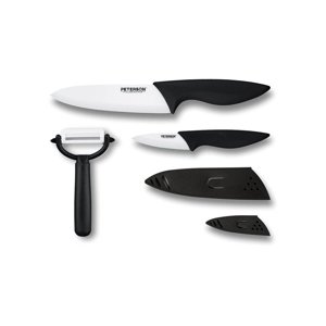CERAMIC KNIFE SET, 5 PIECES (3", 6&quota;, Peeler + 2 Des gaines. ColorBox w/VCP