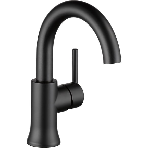 Delta Faucet Trinsic Single Hole Swivel Spout Bathroom Faucet, Black Bathroom Sink Faucet, Single Handle Bathroom Faucet, Diamond Seal Technology, Drain Assembly, Matte Black 559HA-BL-DST