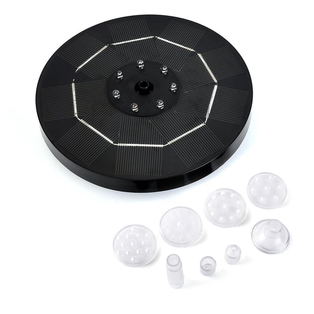 ZLight Pool Solar Powered Fountain Backyard Courtyard Landscape Birdbath Pond Water Sprinkler Decoration 16cm Diameter White with Stick