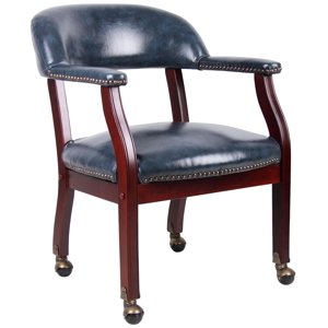 Boss Office Captains Chaise en bleu et acajou avec roulettes