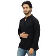 thumbnail image 2 of Atasi Kurta Court à Col Officier pour Homme en Coton Noir Tunique Décontractée - Petit, 2 of 7