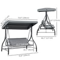 thumbnail image 3 of Outsunny 3 Seater Patio Swing Chair with Canopy Convertible Porch Swing Bed, 3 of 10