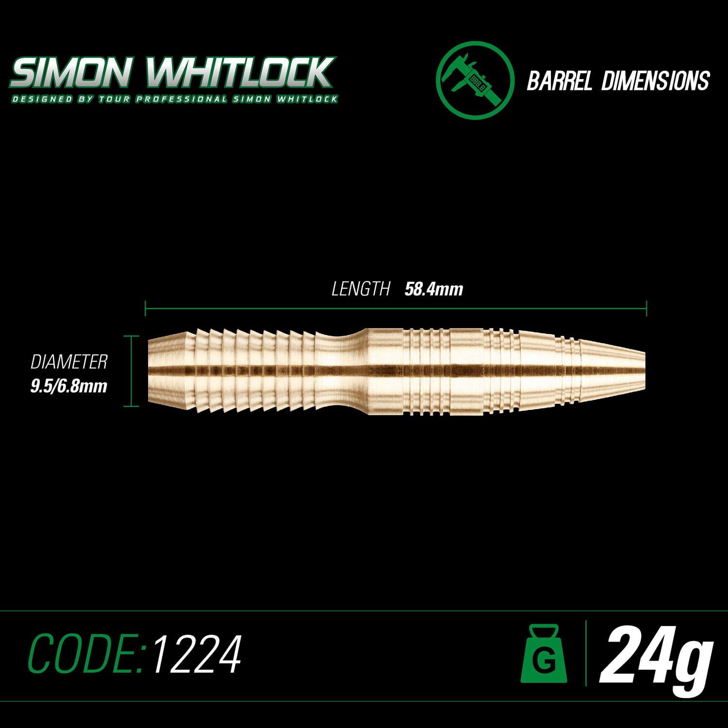 Winmau Simon Whitlock Steel Tip Brass Darts, Grams