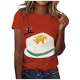thumbnail image 1 of LUOGENLI T-shirts pour Femme pour Femmes T-Shirt Classique Quotidien à Manches Courtes Rétro Mah-Jong Tendance Décontracté à Col Rond T-Shirt T-shirts pour Femmes T-shirts Graphiques T-shirts de Pêche Saint-Valentin Rouge P, 1 of 4