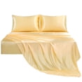 thumbnail image 1 of Unique Bargains Satin Sheet Set 4 Pcs Polyester Silky and Soft Sheets, 1 of 8