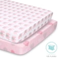 thumbnail image 1 of The Peanutshell Éléphants Roses et Hearts Ensemble de Draps de Lit de Bébé, Lot de 2, 1 of 5