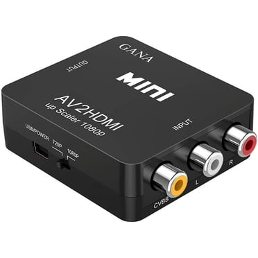 RCA To HDMI, 1080P Mini RCA Composite CVBS AV To HDMI Video Audio Converter Adapter Supporting PAL/NTSC with USB Charge Cable for PC Laptop Xbox PS4 PS3 TV STB VHS VCR Camera DVD