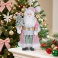 thumbnail image 5 of HOLIDAY TIME 16 IN Light Skin Tone Pink Robe Santa Figurine, 60% Polyester 40% PP Santa Statue Holding Mini Christmas Tree Tabletop Decor, 5 of 5
