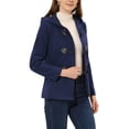 thumbnail image 4 of INSPIRE CHIC Women's Toggle Duffle Coat Zipper Front Solid Cropped Hooded Anorak L Navy Blue, 4 of 6